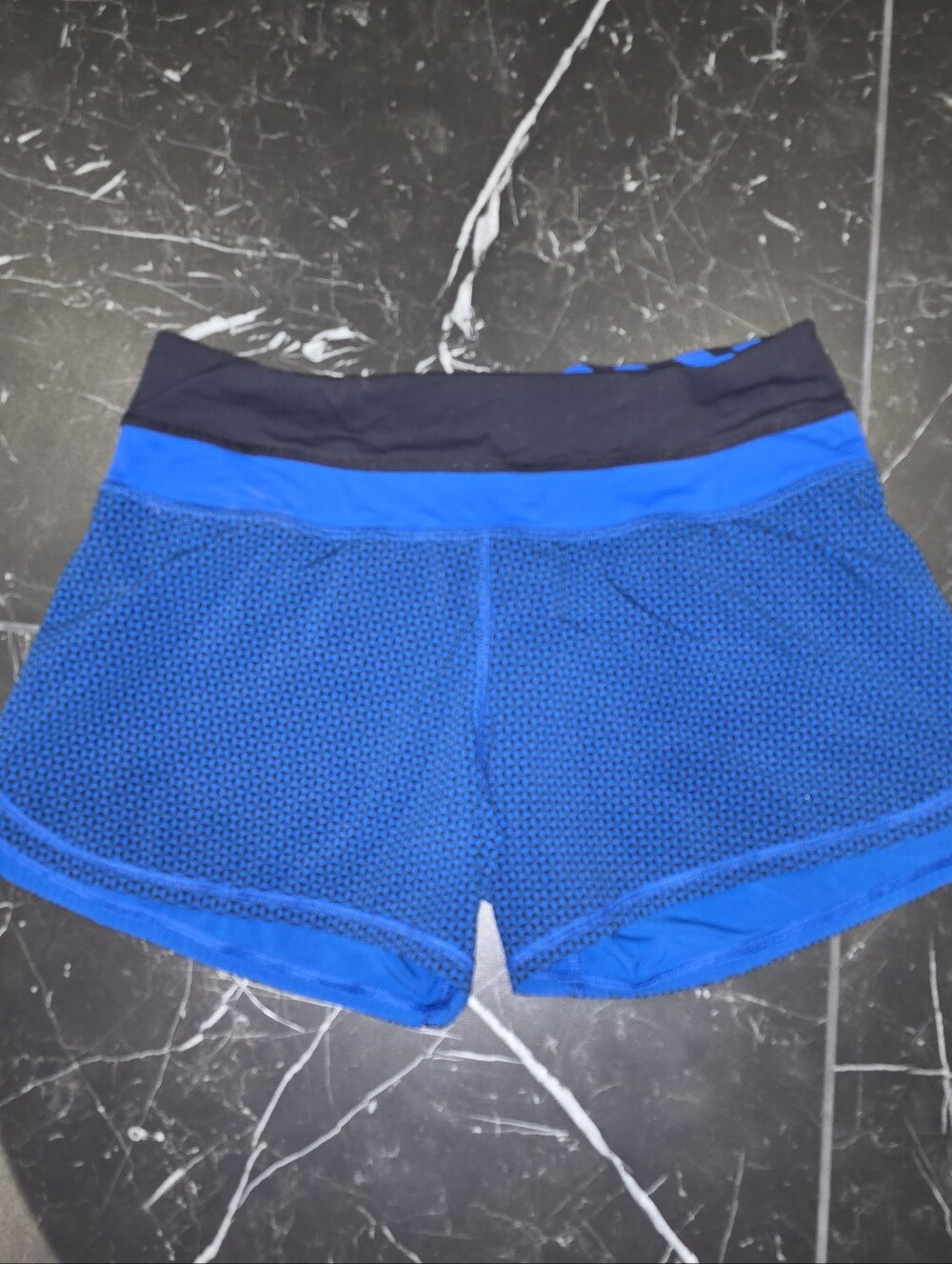 lululemon athletica Electric Blue Mesh Shorts with Black Waistband